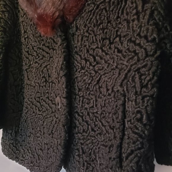 1950s Vintage Peck & Peck Curly Lamb Coat with Mink Collar - Picture 4 of 9